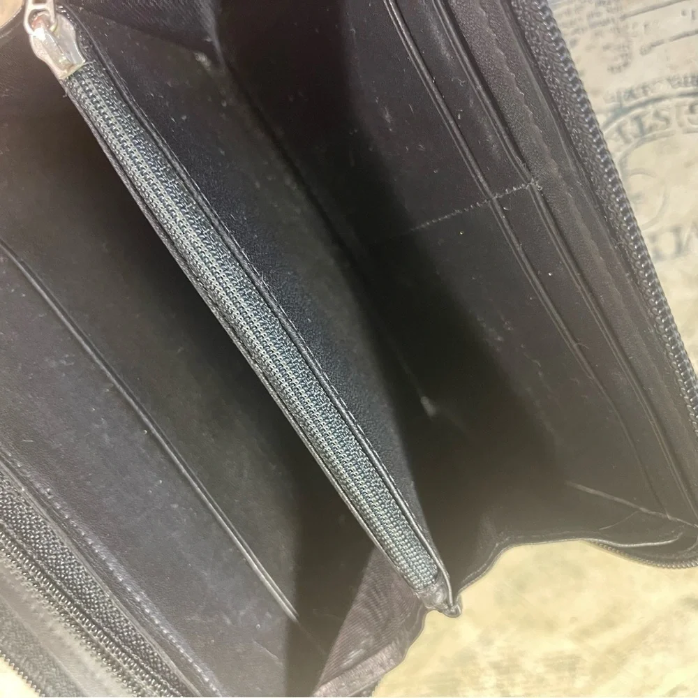 Vintage Double Zip Pocket Organizer Wallet Retro Travel Planner Case